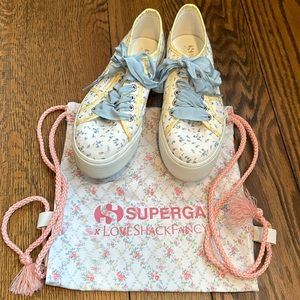 Loveshackfancy x Superga floral platform sneakers size 39 with canvas tote!